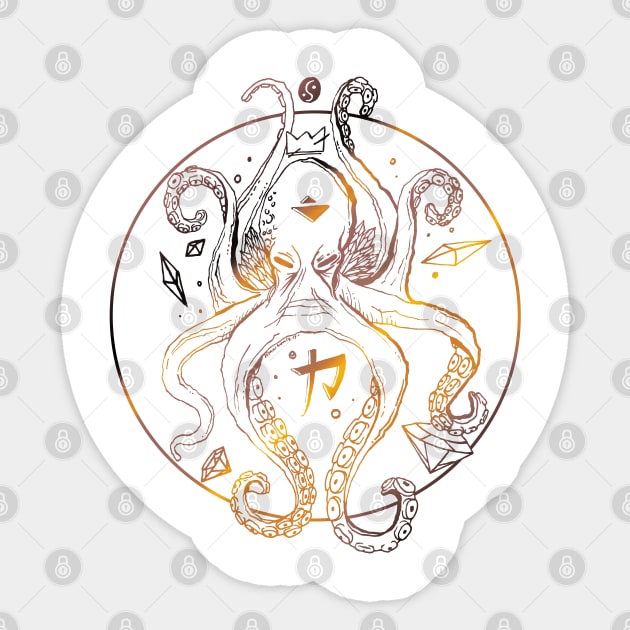 White Gold Crown Octopus Sticker by kenallouis